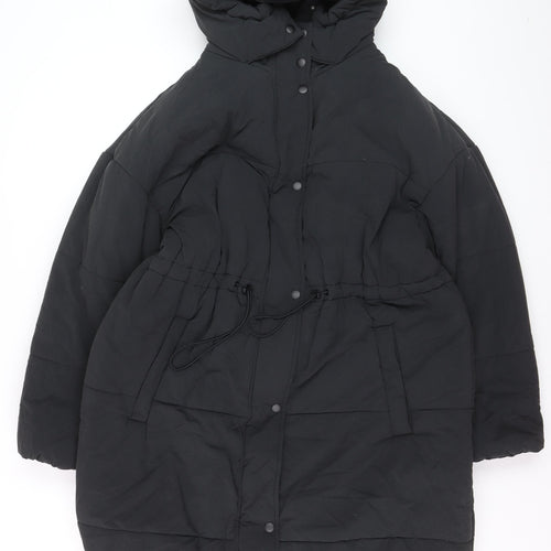 Marks and Spencer Unisex Black Hooded Long Puffer Coat Size 16