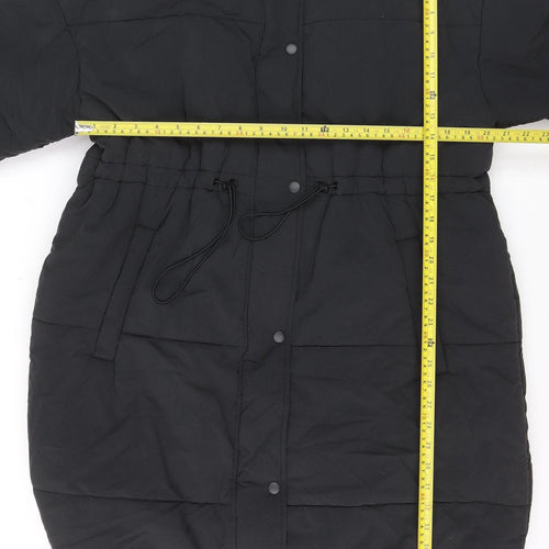 Marks and Spencer Unisex Black Hooded Long Puffer Coat Size 16