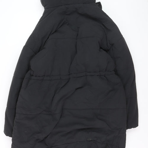 Marks and Spencer Unisex Black Hooded Long Puffer Coat Size 16