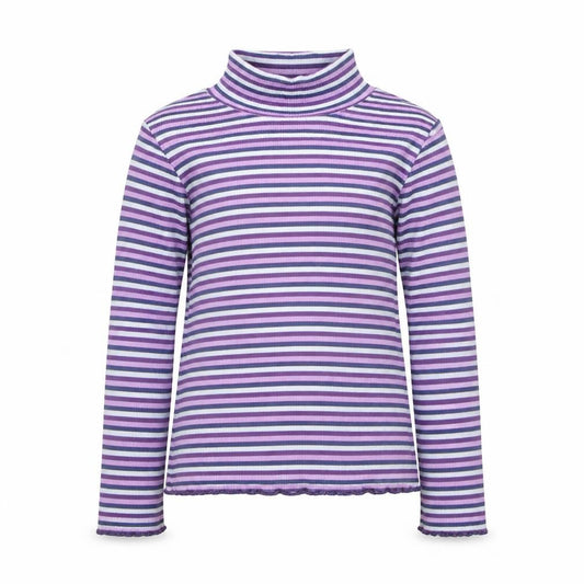 FatFace Girls Purple Striped Long Sleeve Roll Neck Top Age 9-10 Years