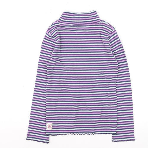 FatFace Girls Purple Striped Long Sleeve Roll Neck Top Age 9-10 Years
