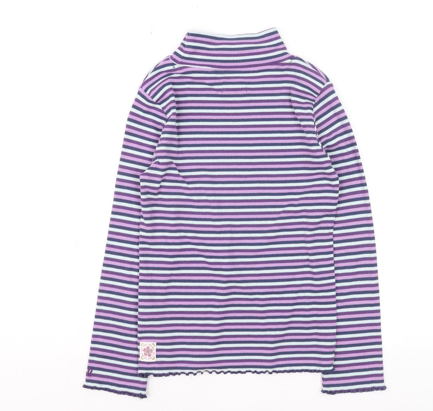 FatFace Girls Purple Striped Long Sleeve Roll Neck Top Age 9-10 Years