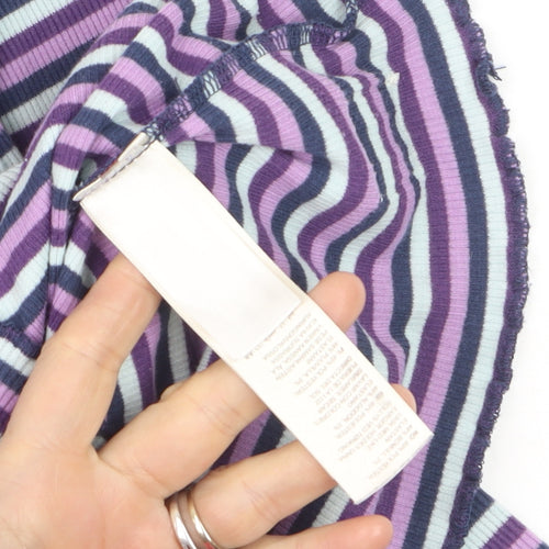 FatFace Girls Purple Striped Long Sleeve Roll Neck Top Age 9-10 Years