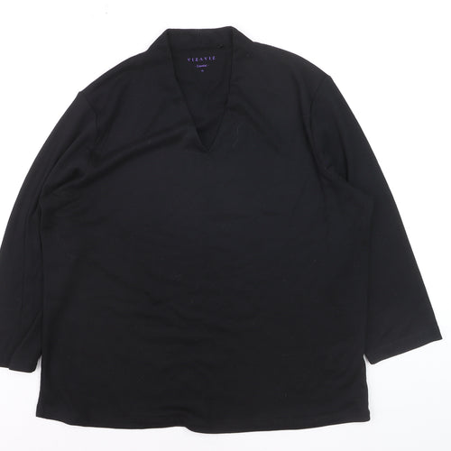VIZAVIZ Women's Black V-Neck Long Sleeve Basic Blouse Size 18