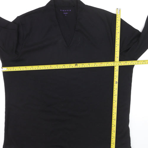 VIZAVIZ Women's Black V-Neck Long Sleeve Basic Blouse Size 18
