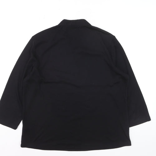 VIZAVIZ Women's Black V-Neck Long Sleeve Basic Blouse Size 18
