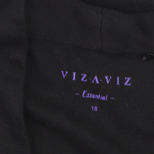 VIZAVIZ Women's Black V-Neck Long Sleeve Basic Blouse Size 18