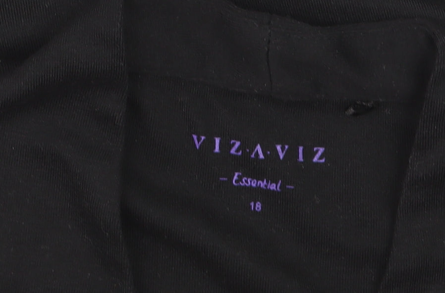 VIZAVIZ Women's Black V-Neck Long Sleeve Basic Blouse Size 18