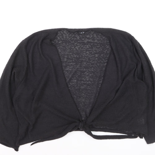 TIGI Women Black Plus Size 18 Open Front Tie Cardigan