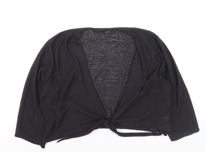 TIGI Women Black Plus Size 18 Open Front Tie Cardigan