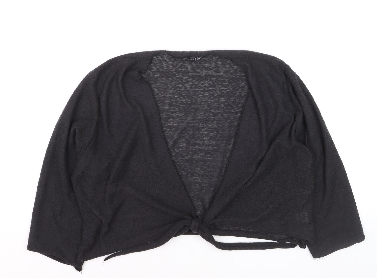 TIGI Women Black Plus Size 18 Open Front Tie Cardigan