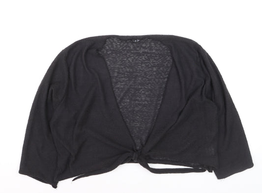 TIGI Women Black Plus Size 18 Open Front Tie Cardigan