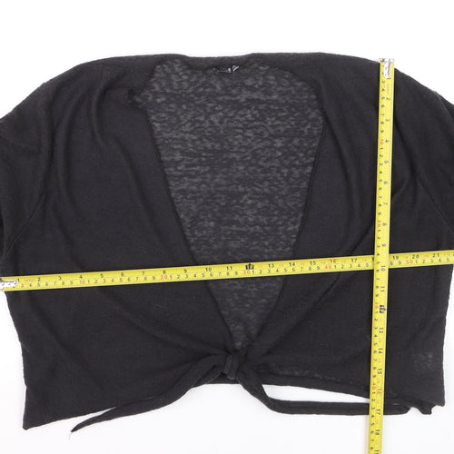 TIGI Women Black Plus Size 18 Open Front Tie Cardigan