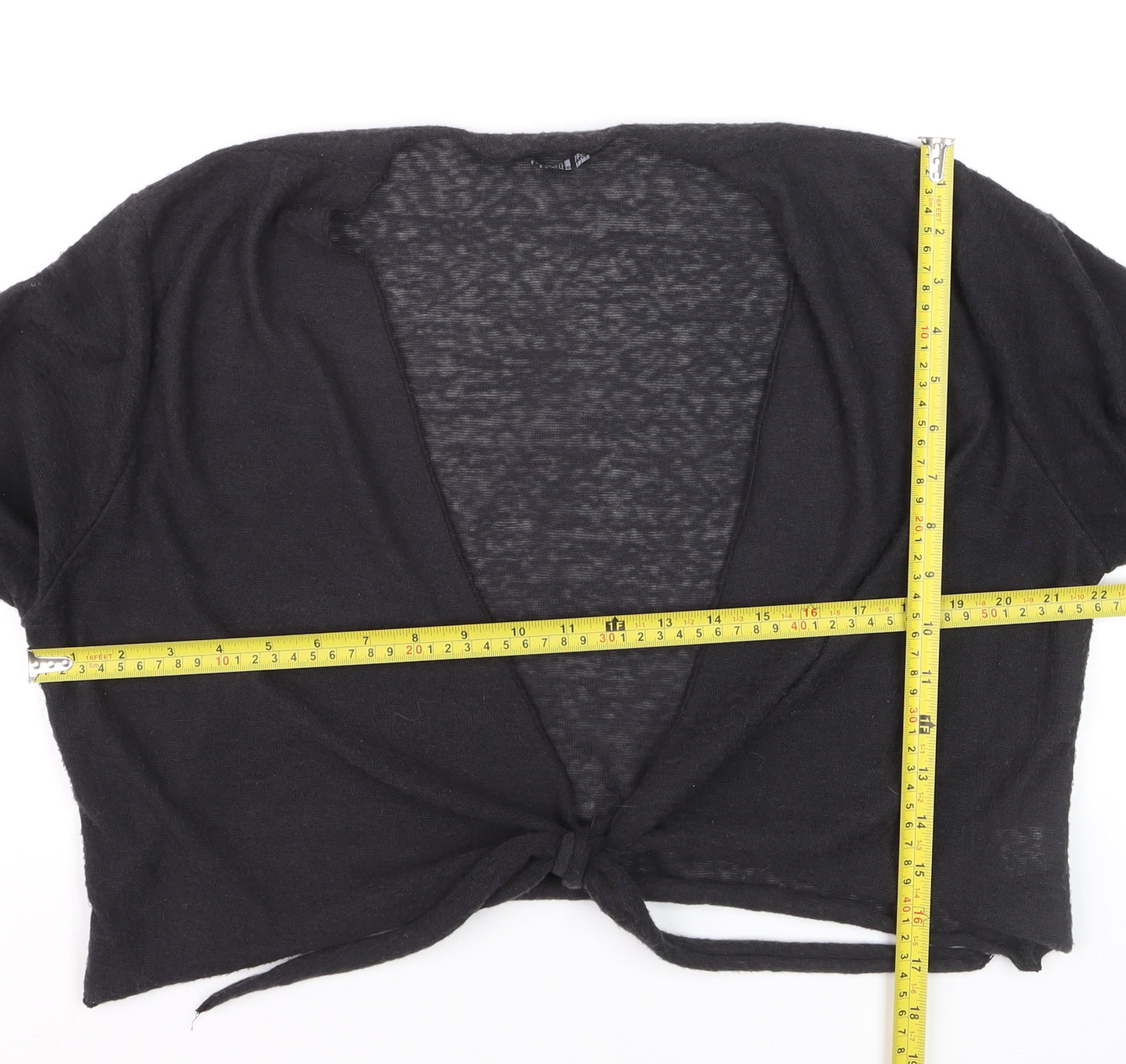 TIGI Women Black Plus Size 18 Open Front Tie Cardigan
