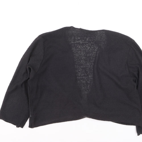 TIGI Women Black Plus Size 18 Open Front Tie Cardigan