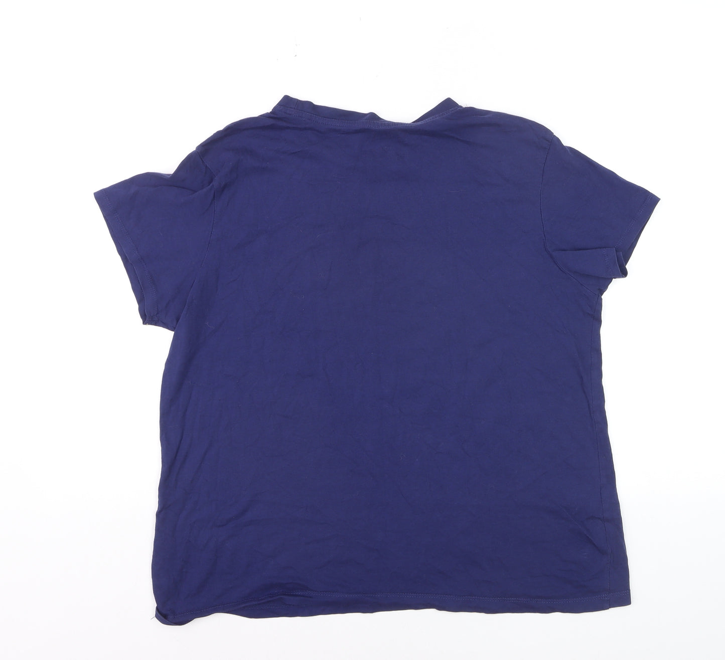 Primark Women Blue Paris Printed T-Shirt Size L Short Sleeve