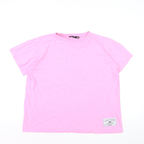 Boohoo Women's Pink Basic Cotton Short Sleeve T-Shirt Size M