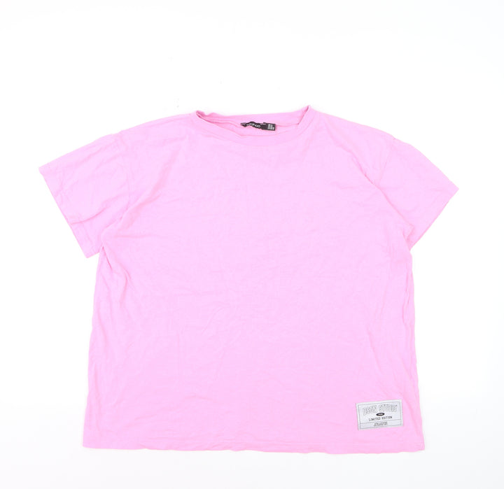 Boohoo Women's Pink Basic Cotton Short Sleeve T-Shirt Size M