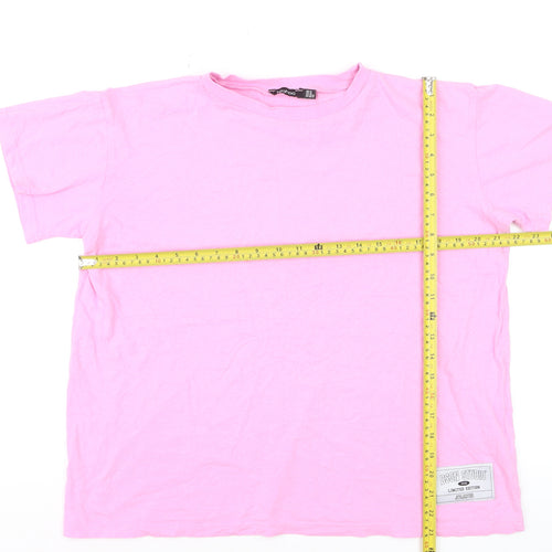 Boohoo Women's Pink Basic Cotton Short Sleeve T-Shirt Size M