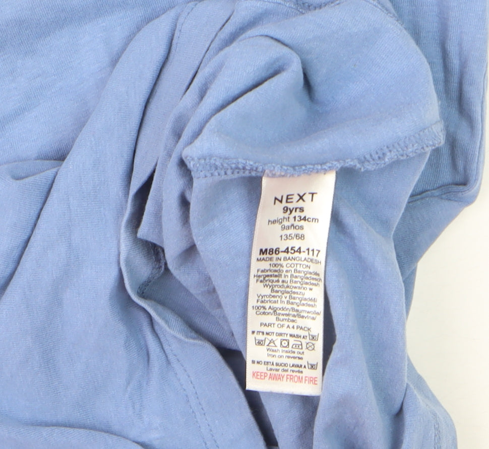 NEXT Boys Blue Cotton Crew Neck Short Sleeve Basic T-Shirt 9 Years