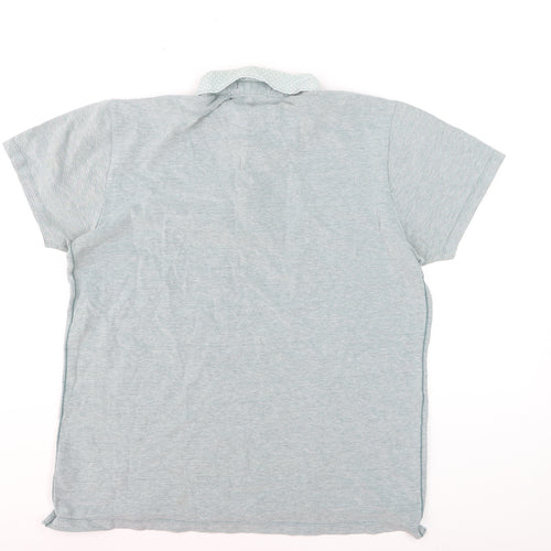 Easy Men's Grey Cotton Button-Down Collar Polo Shirt Size L