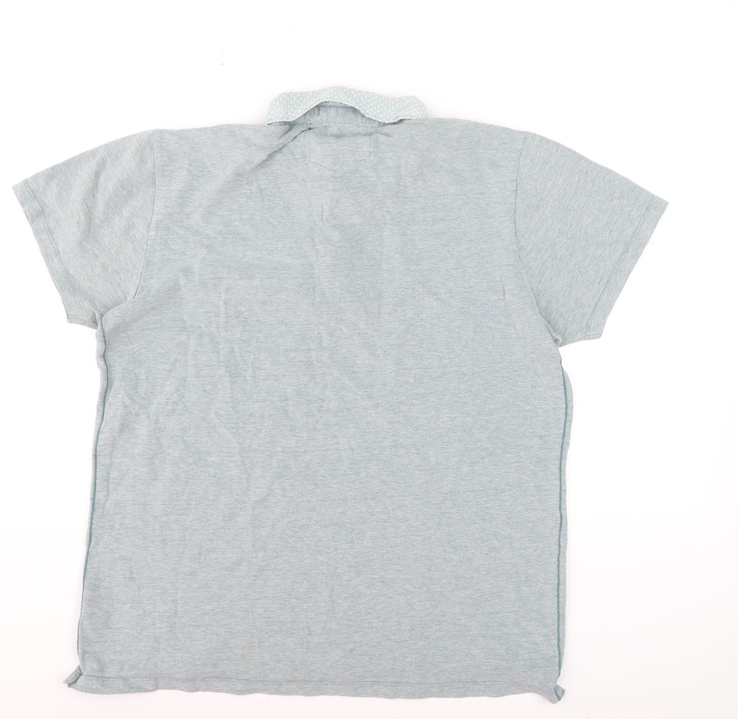 Easy Men's Grey Cotton Button-Down Collar Polo Shirt Size L