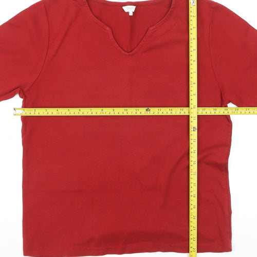 Cotton Traders Women's Red V-Neck Short Sleeve Cotton T-Shirt Size 16