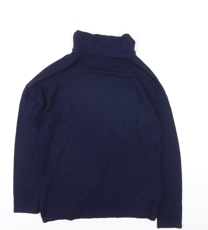 Warehouse Women's Blue Roll Neck Long Sleeve Cotton Jumper Size 6