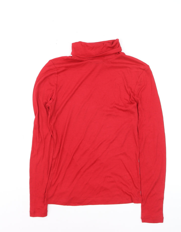 Marks and Spencer Women's Red Roll Neck Long Sleeve Jumper Size 10