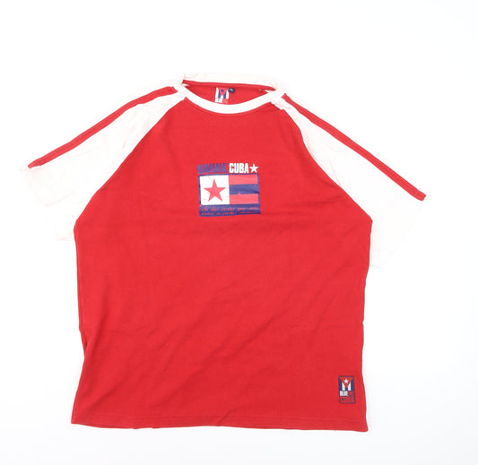 Blue Inc Men’s Red Havana Cuba Flag Graphic T-Shirt XL