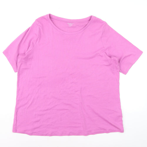 Marks and Spencer Women's Pink Cotton Stretch Crew Neck T-Shirt Size 24