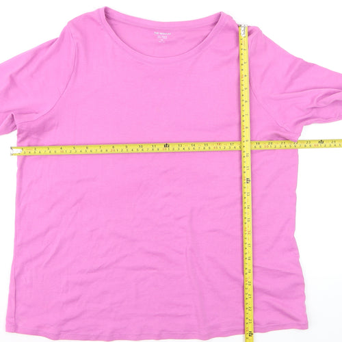 Marks and Spencer Women's Pink Cotton Stretch Crew Neck T-Shirt Size 24