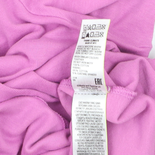 Marks and Spencer Women's Pink Cotton Stretch Crew Neck T-Shirt Size 24