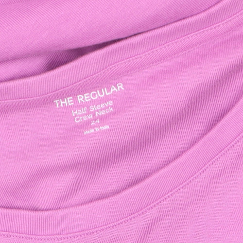 Marks and Spencer Women's Pink Cotton Stretch Crew Neck T-Shirt Size 24