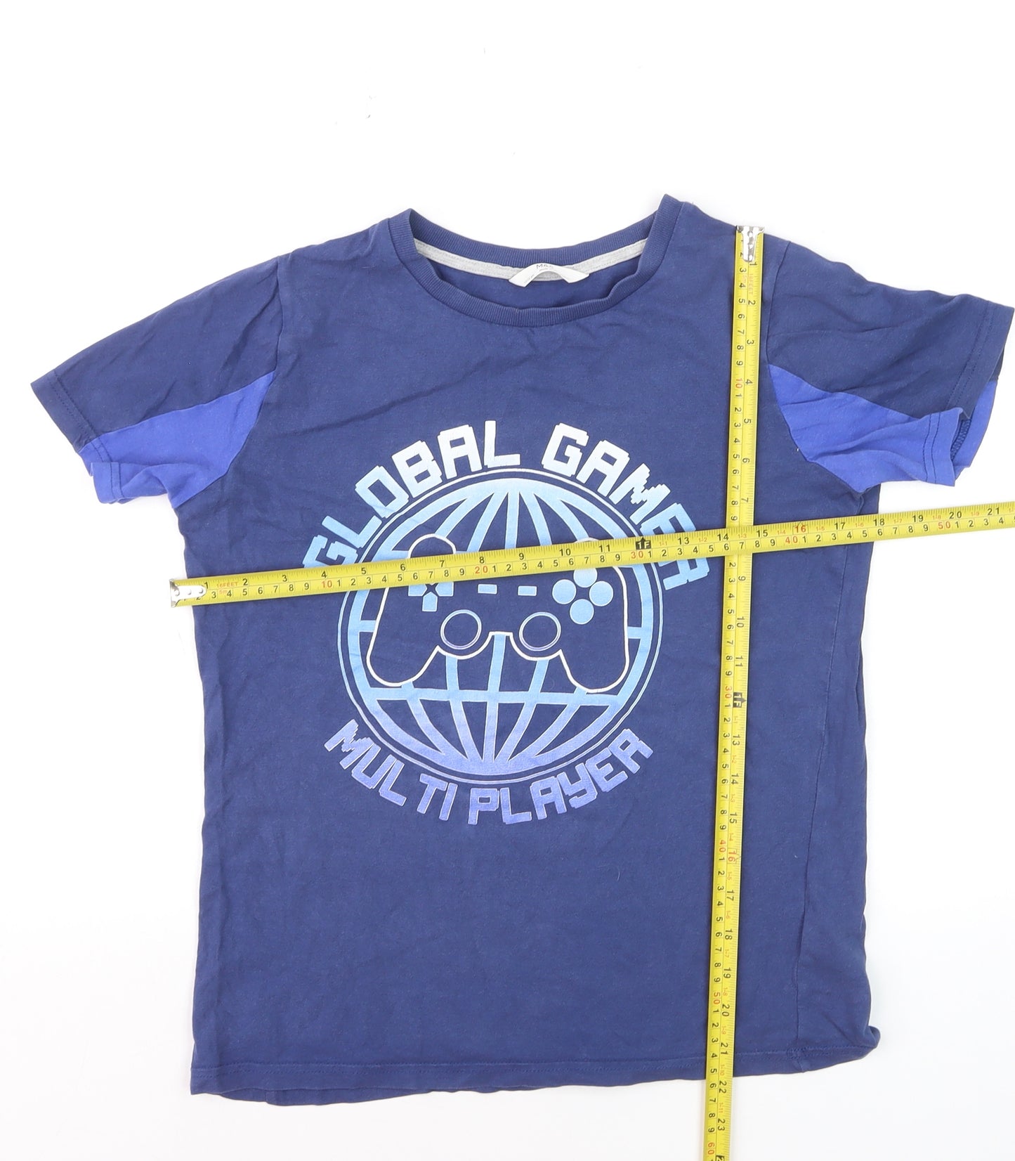 Marks and Spencer Boys Blue Global Gamer Graphic T-Shirt 12-13 Years