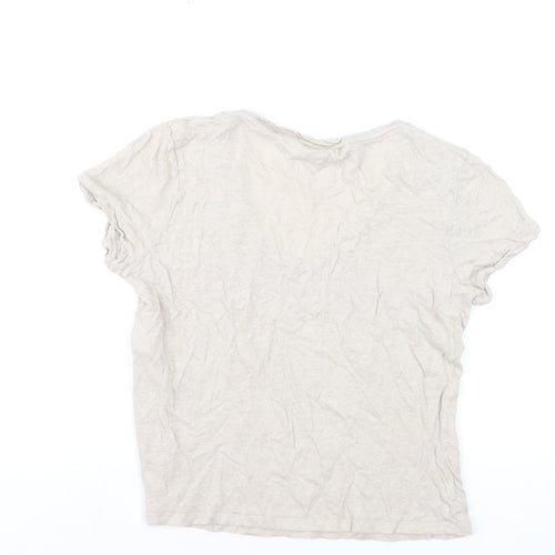 Mint Velvet Women's Beige Linen V-Neck Short Sleeve T-Shirt M