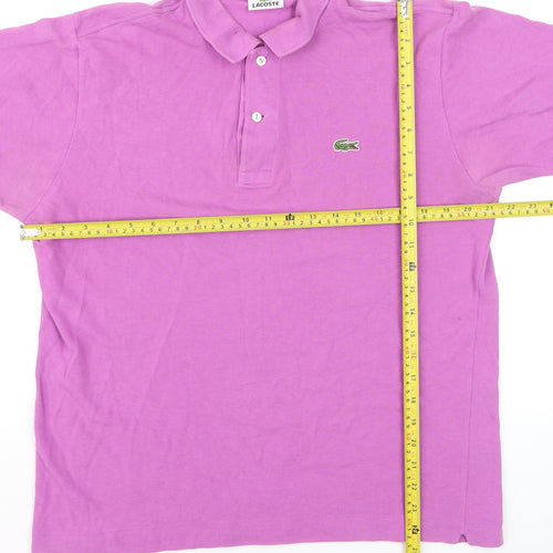 Lacoste Men's Pink Regular Fit Cotton Polo Shirt Size M