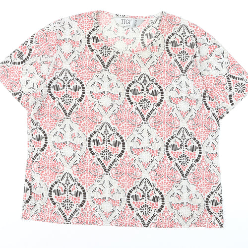 Tigi Wear Women's Pink Geometric Short Sleeve T-Shirt Size 22