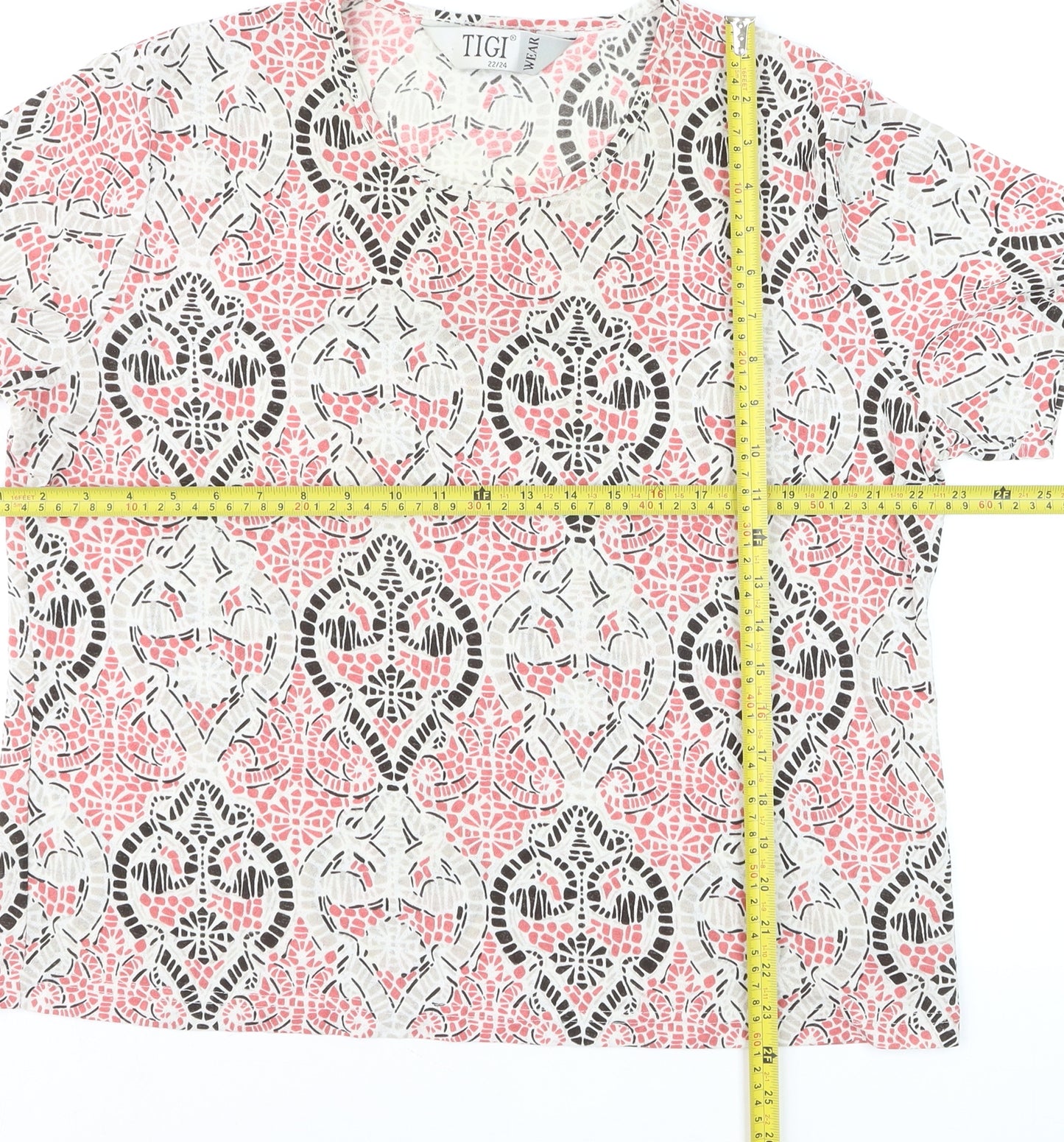 Tigi Wear Women's Pink Geometric Short Sleeve T-Shirt Size 22