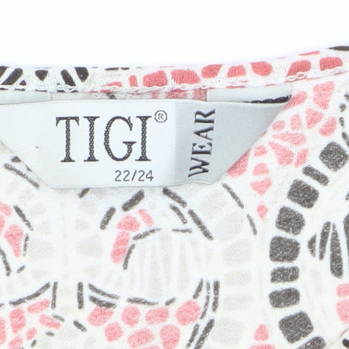 Tigi Wear Women's Pink Geometric Short Sleeve T-Shirt Size 22