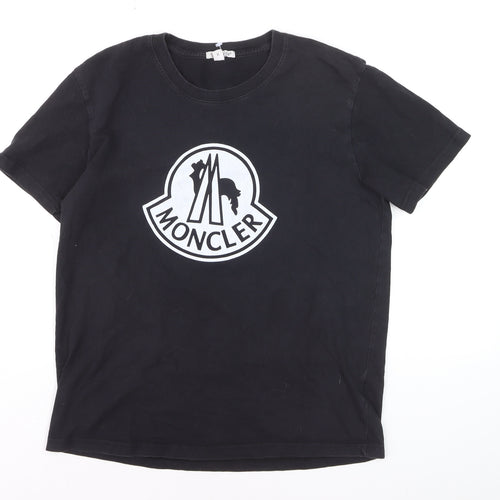 Moncler Men’s Black XL Logo Cotton Crew Neck Short Sleeve T-Shirt