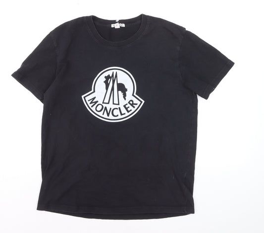 Moncler Men’s Black XL Logo Cotton Crew Neck Short Sleeve T-Shirt