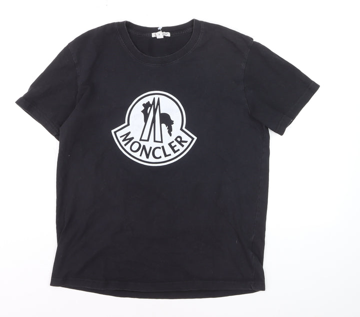Moncler Men’s Black XL Logo Cotton Crew Neck Short Sleeve T-Shirt