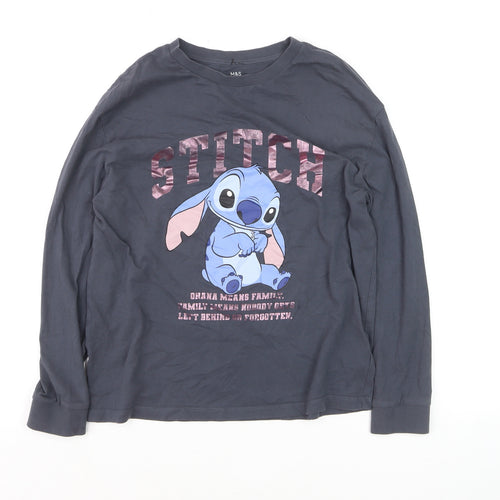 Marks and Spencer Girls Grey Stitch Long Sleeve T-Shirt 12-13 Years
