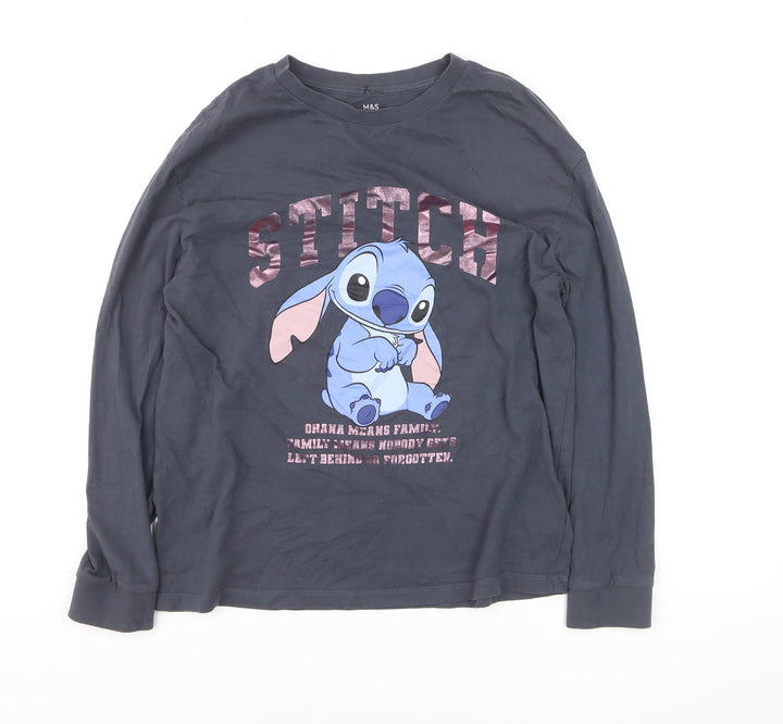 Marks and Spencer Girls Grey Stitch Long Sleeve T-Shirt 12-13 Years