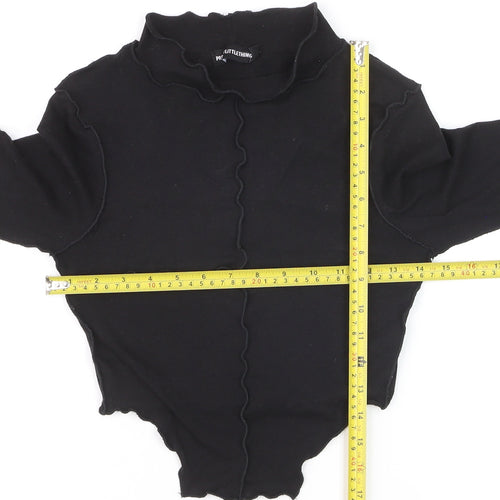 PrettyLittleThing Women's Black Cropped Long Sleeve Mock Neck Top Size 4