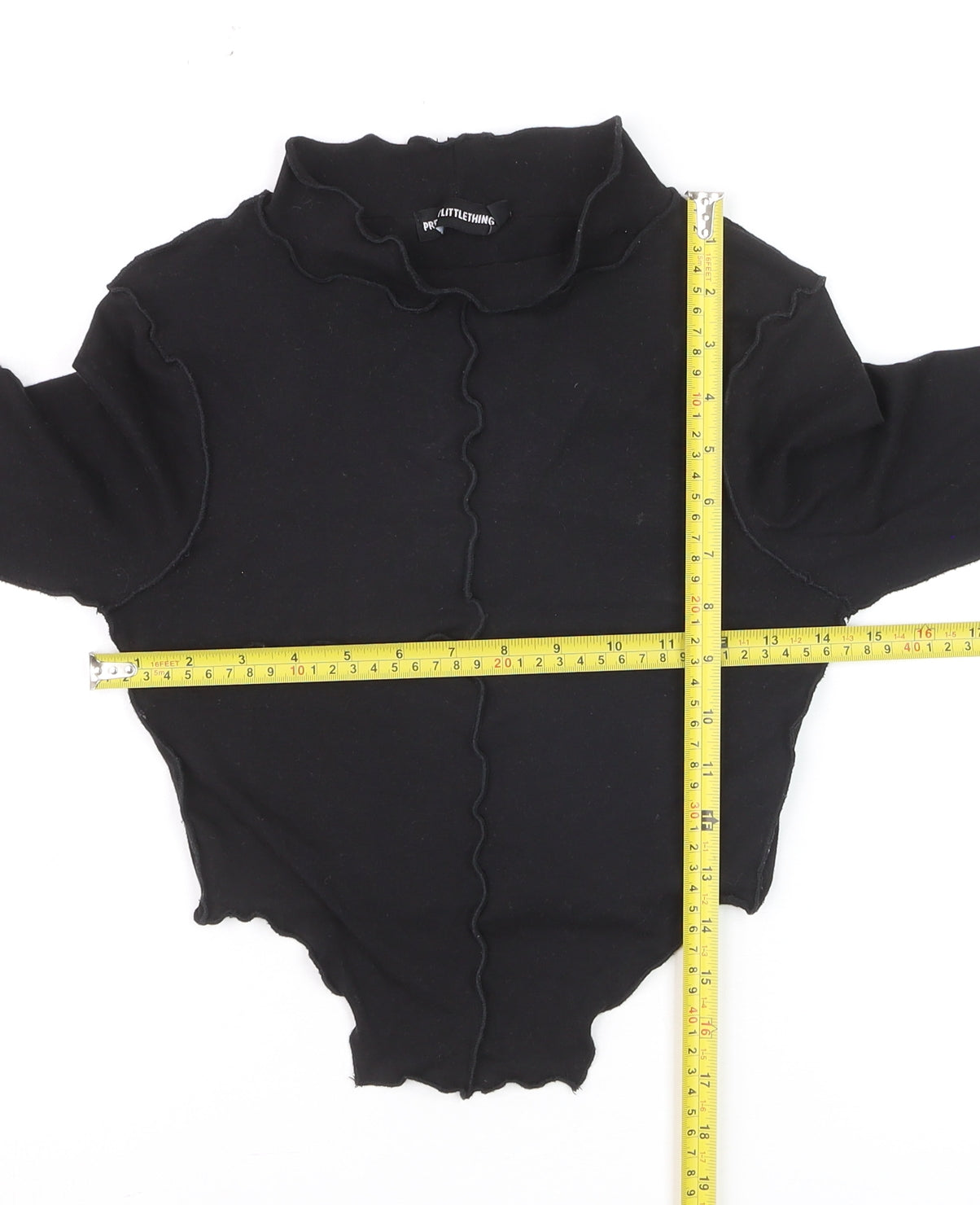 PrettyLittleThing Women's Black Cropped Long Sleeve Mock Neck Top Size 4
