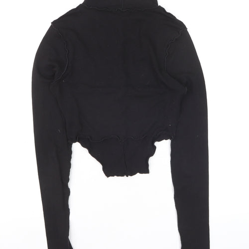 PrettyLittleThing Women's Black Cropped Long Sleeve Mock Neck Top Size 4