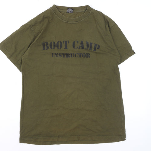 Mil-Com Men's Khaki Boot Camp Instructor T-Shirt L Cotton Army Style