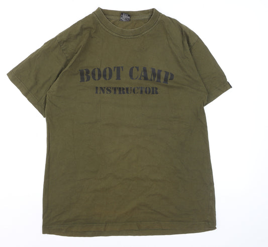 Mil-Com Men's Khaki Boot Camp Instructor T-Shirt L Cotton Army Style